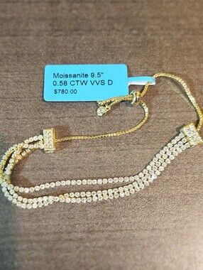 0.58 Premium 3 ROW Moissanite Tennis Bolo Bracelet Up To 9.5"